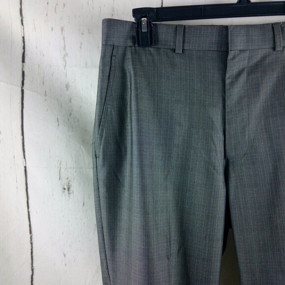 Billy London UK Gray Check Men's Dress Pants 34x33.5 Flat Front - Picture 3 of 9